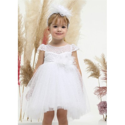 Βαπτιστικό Φόρεμα Λευκό Mi Chiamo K4508